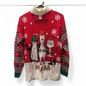 Women's Holiday Christmas Ugly Sweater Silver Gold